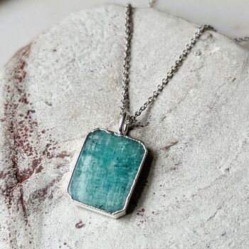 The Rectangle Amazonite Necklace, Silver, 3 of 9