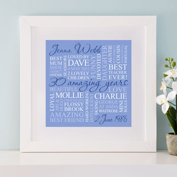 Personalised 30th Birthday Square Word Art, 9 of 11