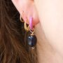 Romie Colourful Enamel Hoop Earrings With Gemstone Drop, thumbnail 1 of 3