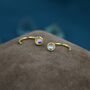 Moonstone Huggie Hoop Earrings, thumbnail 2 of 11