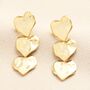 Molten Heart Trio Drop Earrings In Gold, thumbnail 2 of 3