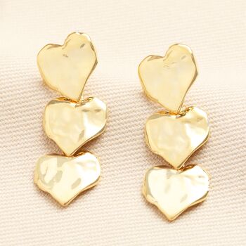 Molten Heart Trio Drop Earrings In Gold, 2 of 3