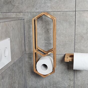 Handcrafted Scandi Design Oak Toilet Paper Rack, 8 of 10