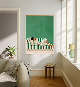 Emerald Green Female Reading Art Print, 2 of 3