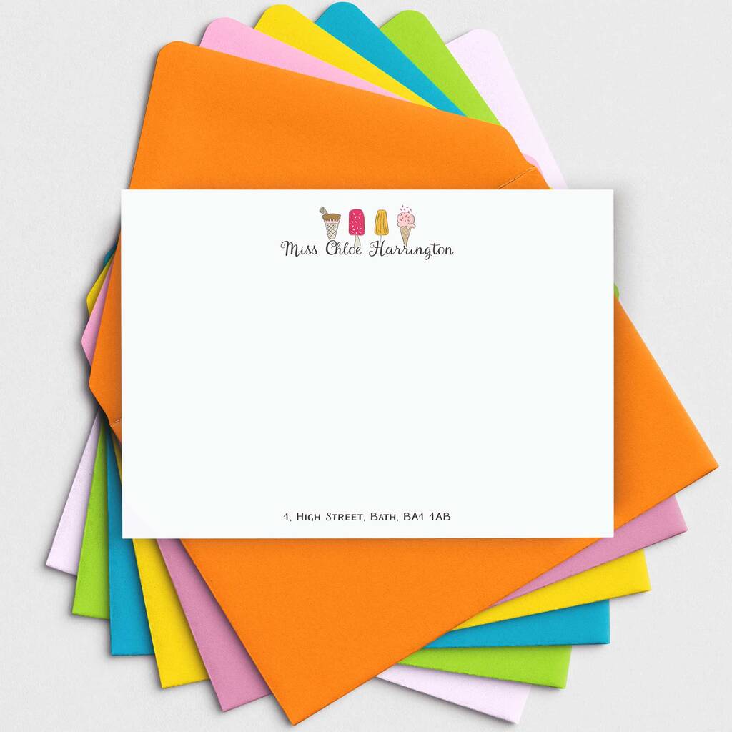 Ice Cream Note Cards With Coloured Envelopes, 1 of 2