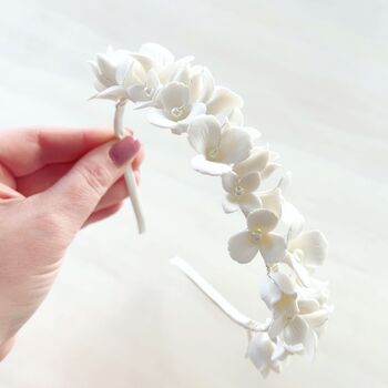 White Porcelain Flower Bridal Headband, 5 of 5