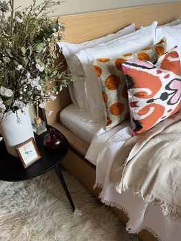 Oblong Velvet Ikat Cushion Orange Spot, 6 of 6