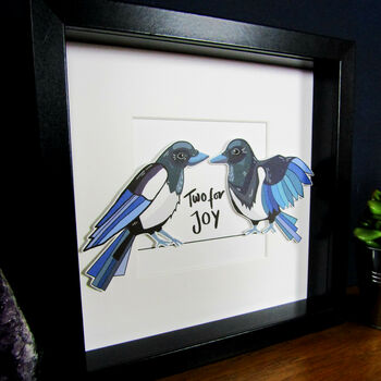 Framed Personalised Magpie Couple Anniversary Print, 4 of 4