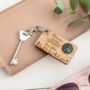 Wooden Personalised Keyring With Compass, thumbnail 2 of 2