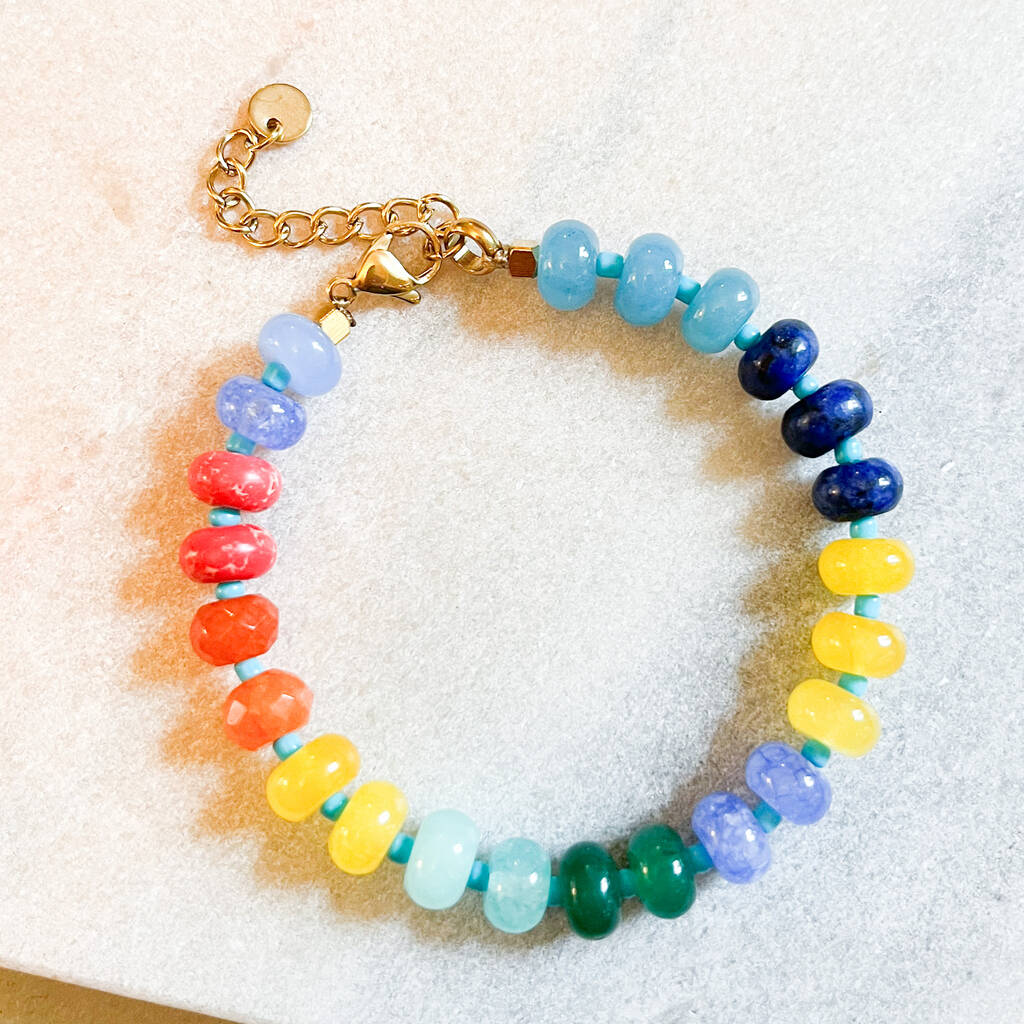 Rainbow Jewel Gemstone Bead Bracelet, 1 of 1