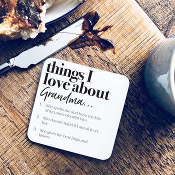 Personalised Things We Love About Nanny Grandma Coaster, 2 of 3