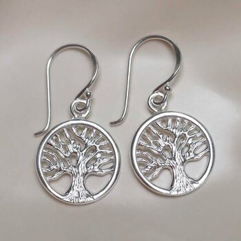 Sterling Silver Dangly Tree Of Life Earrings, 6 of 10