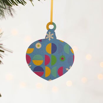 Christmas Tree Decoration, Bright Geometric Set Of Four, 3 of 4