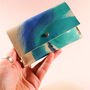 Hand Painted Leather Coin And Card Purse Blue Brush, thumbnail 10 of 10