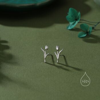 Delicate Tulip Flower Stud Earrings In Sterling Silver, 5 of 12