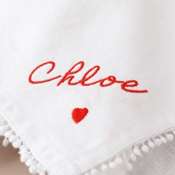 Personalised Name Embroidered White Linen Napkin, 2 of 4