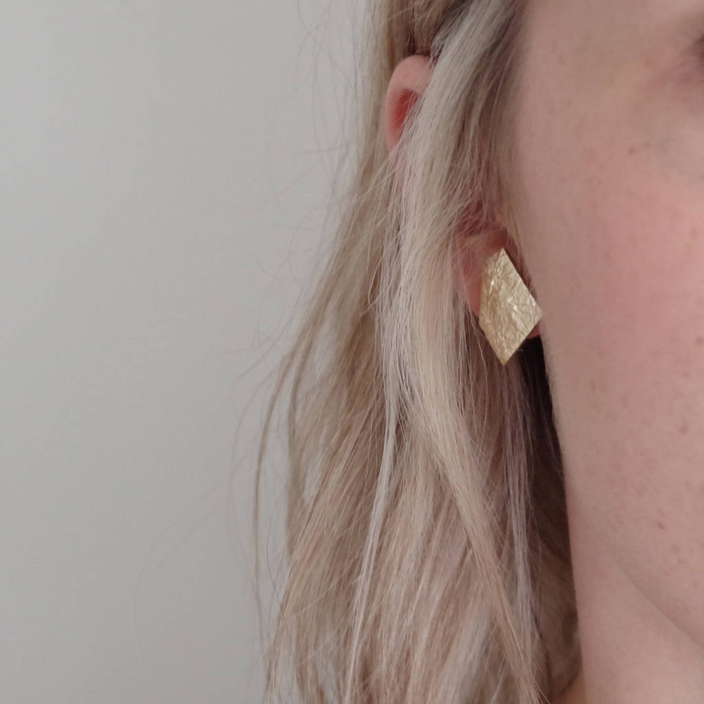 Geometric Odd Shape Metallic Leather Earrings, 1 of 8