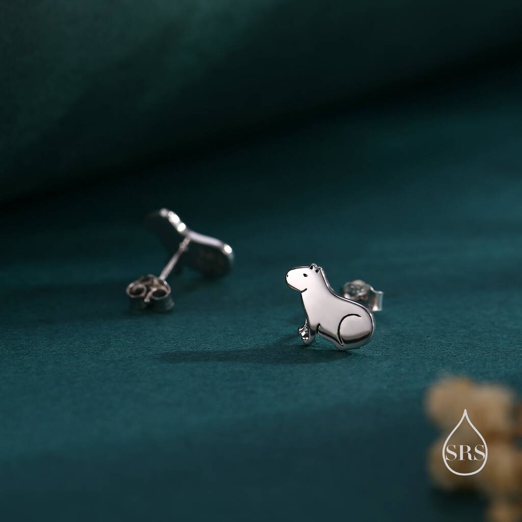 Orecchini Capybara In Argento 925, Simpatico Animale Con Salvagente, Ipoallergenici, Gioiello Regalo