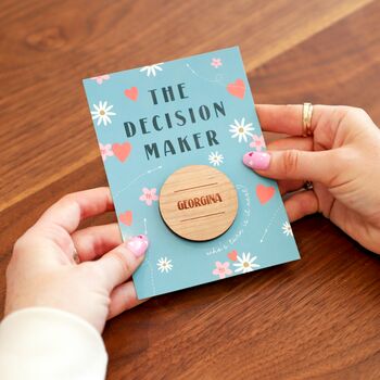 Personalised Couples Decision Maker Wooden Flip Coin, 2 of 7