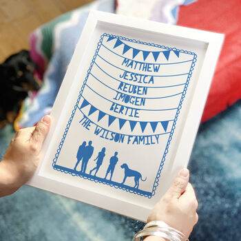 Personalised Family Names And Silhouette Papercut Print, 4 of 7