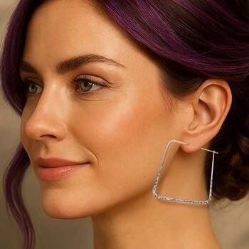 Square Hammered Sterling Silver Hoop Earrings, 2 of 7