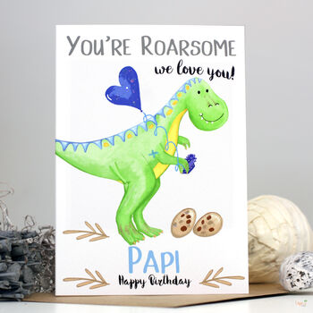 Personalised Dinosaur 'Love You' Blue Birthday Card, 3 of 6