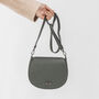 Dark Grey Leather Saddlebag Handbag, thumbnail 5 of 12