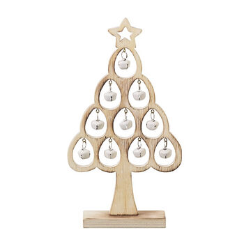 Large Christmas Natural Wood Tree With Bells, 2 of 4