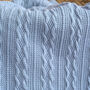 Dusty Blue Personalised Baby Knitted Blanket, thumbnail 3 of 8