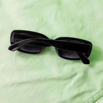 Glossy Black Rounded Rectangle 90s Look Sunglasses, 3 of 3