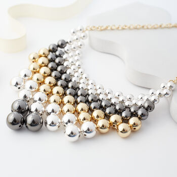 Three Tone Beaded Statement Necklace, 2 of 3