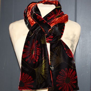 Hand Printed Velvet Scarf Daisy Ginkgo, 3 of 3