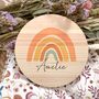 Personalised Pastel Baby Rainbow Wooden Plaque Sign, thumbnail 1 of 5