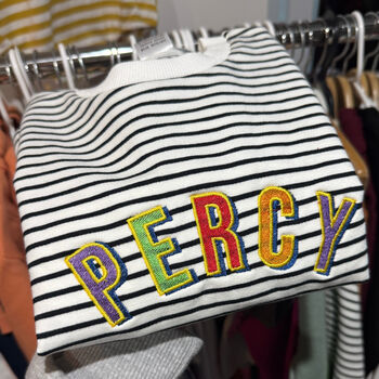 Tricolour Personalised Striped Slouch Sweatshirt, 2 of 4