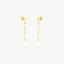 Elegant Gold Paperclip Chain Pearl Drop Earrings, thumbnail 2 of 5