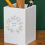 Personalised Birth Flower Wreath Wooden Pencil Pot, thumbnail 2 of 3