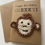 Cheeky Monkey Crochet Birthday Card Handmade, thumbnail 1 of 9