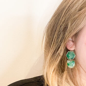 Transparent Green Drop Statement Earrings For Her, 5 of 8