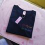 Men's Personalised Hand Embroidered Navy T Shirt, thumbnail 5 of 8