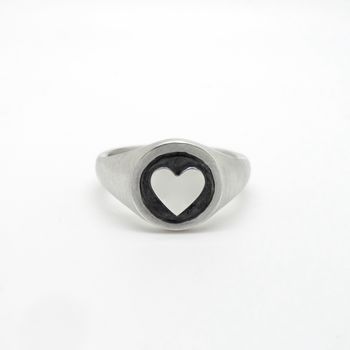 Personalised Symbol Round Silver Signet Ring, 3 of 4