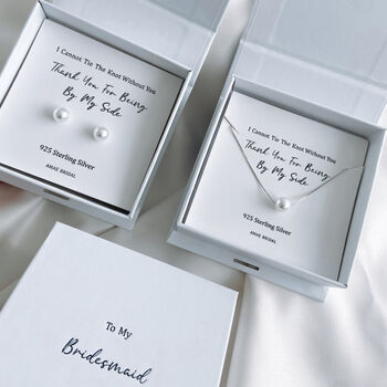 Pearl Sterling Silver Bridesmaid Earrings Gift Personalised Jewellery Boxes, 3 of 3