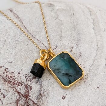 The Duo Emerald Necklace, 18ct Gold Plated, 6 of 12