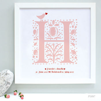 Personalised New Baby Initial Framed Print, 2 of 6