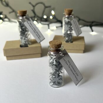 Miniature Bottle Of Silver Snowflakes Christmas Keepsake, 2 of 10