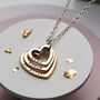 Personalised 9ct Mixed Gold Family Names Heart Necklace, thumbnail 1 of 4