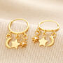 Gold Sterling Silver Celestial Huggie Hoop Earrings, thumbnail 1 of 4