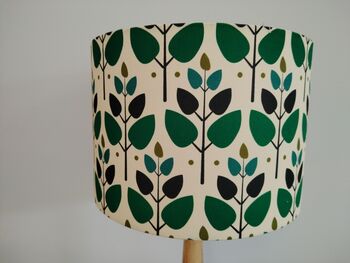 Tree Leaf Lampshade Retro Leaves Pattern Bold Green Blue White Cotton Handmade Fabric Drum Table Floor Or Ceiling Pendant Lamp Shade, 6 of 7