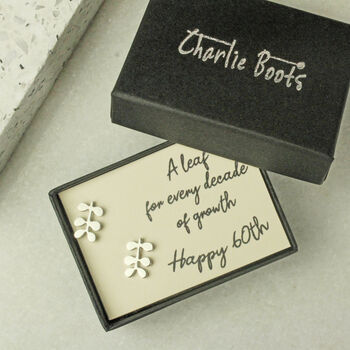 60th Birthday A Leaf For Every Decade Earrings, 5 of 8