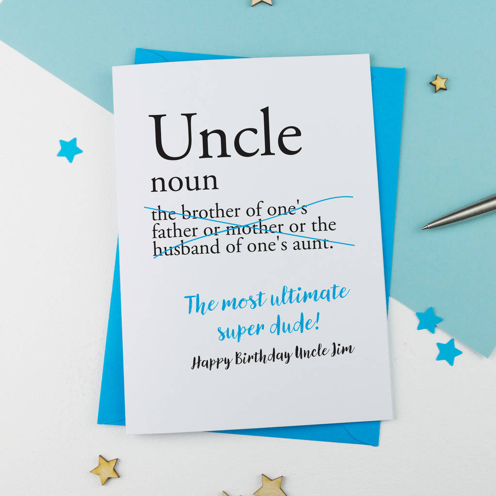 personalised birthday card for uncle by a is for alphabet