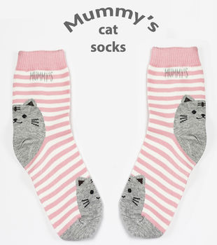 Personalised Cat Stripe Socks, 2 of 4